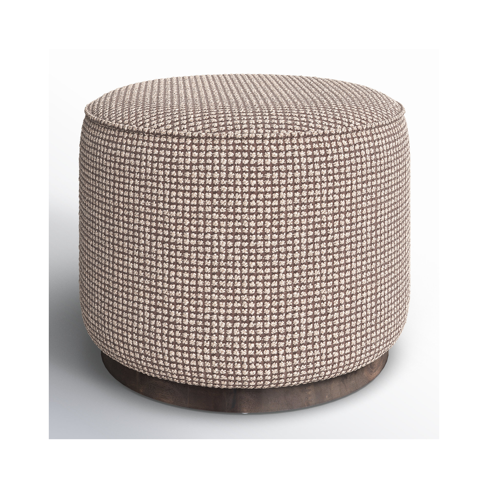 Acker 22" Wide Round Standard Ottoman, Barrow Taupe Polyester Blend