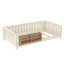 Structure de lit simple avec bibliothèque intégrée et garde-corps de sécurité, lit plateforme pour chambre d'enfant, beige-439096594-439096598