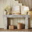 Console 63 po, canapé rectangulaire en bois naturel, console décorative rectangulaire pour entrée, couloir et salon (blanc vieilli)-690970373