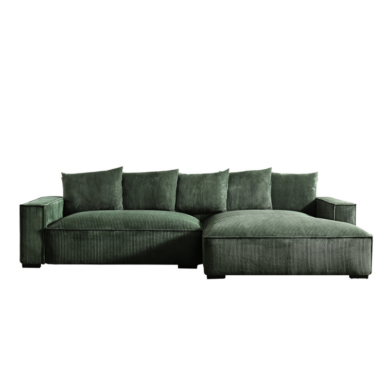 Canapé modulaire surdimensionné, Accoudoir à droite (vu de face), Velours côtelé vert foncé