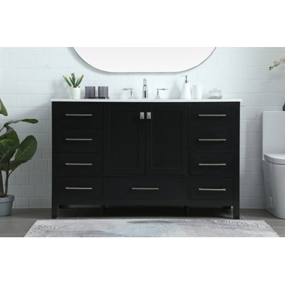 Meuble-lavabo simple 54 po avec plateau en marbre Hines