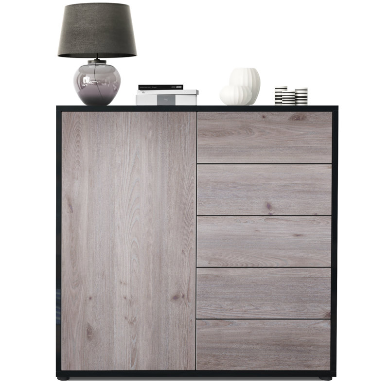 Mcdevitt 79cm Sideboard, Black (Matt)/Nordic Oak