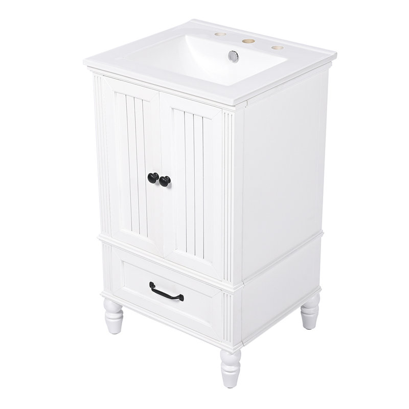 Armoire de salle de bain avec lavabo et deux portes et un tiroir