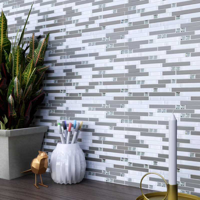 Carreau de mosaïque linéaire micro-biseauté Supreme, Blanc