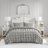 Evelyn Grey Ruched 3-Piece Full/Queen Comforter Set-1217773150