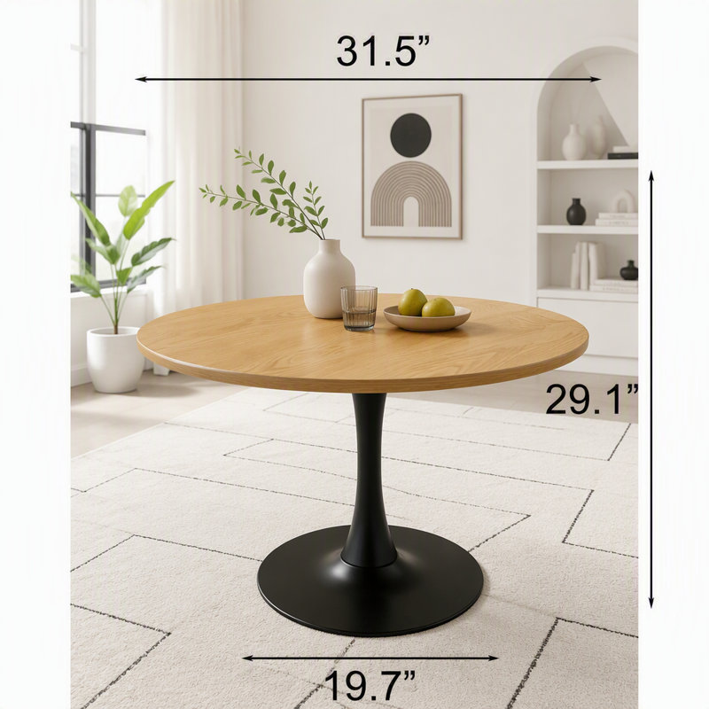 Table à manger ronde blanche moderne, 31.5"W, White