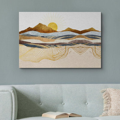 Sun Mountain Range " Geometric Wave Mountain Desert Nature Modern Art Abstract Landscape Living Room Bedroom Office " Graphic Art Print