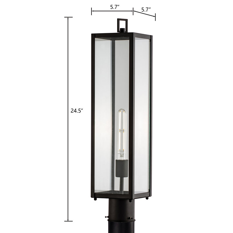 Lampadaire d'extérieur 1 lumière de 24,5 po de hauteur - Noir mat