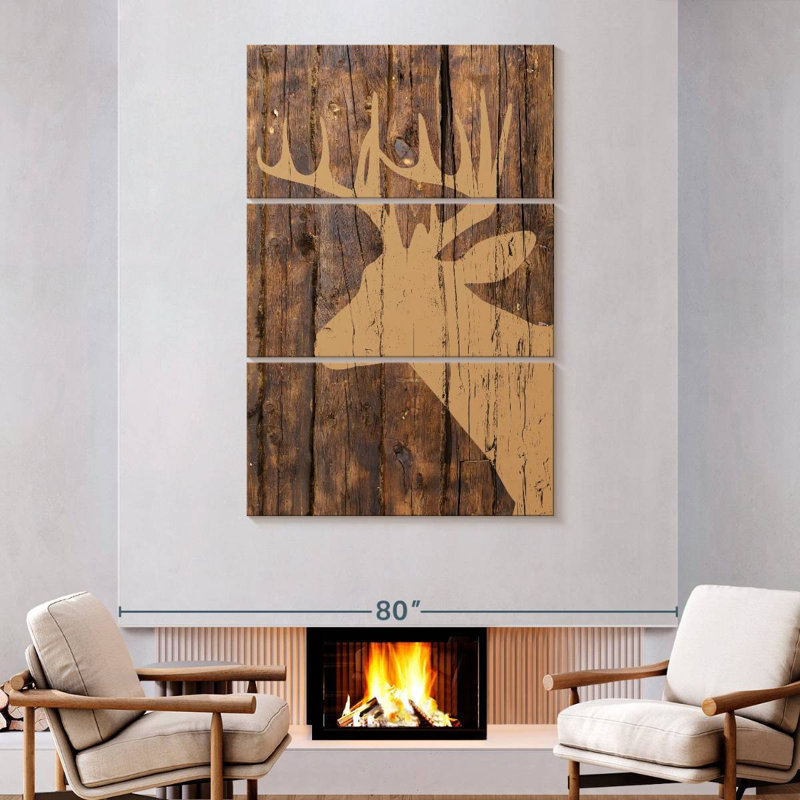 Brampt Wooden Deer, 74'' H x 48'' W