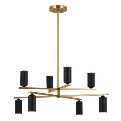 8 - Light Steel Dimmable Tiered Chandelier