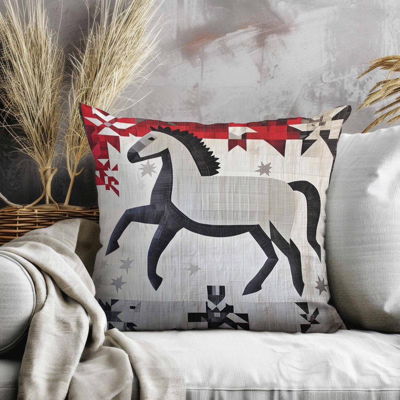 Coussin Starry Night, Noir / rouge / gris, Carré 18 po