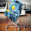 Magnifique fleur jaune sur fond bleu - coussin à imprimé floral-30722271-30722275