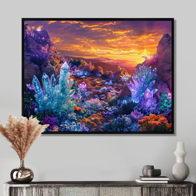 Gems Of The Earth Crystal Sunset - Abstract Landscape, art mural