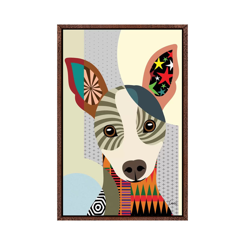 Rat Terrier - Painting on Canvas, 101.6 cm H x 66.04 cm W, Classic Brown Wood Framed