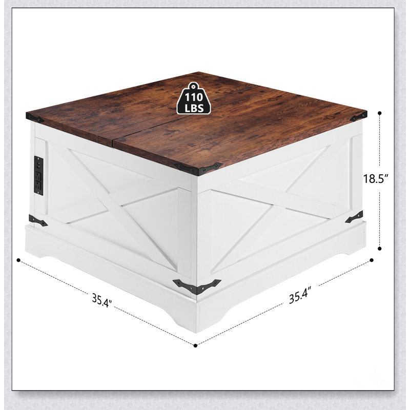 Table basse à plateau relevable avec station de rangement et de charge, table de salle à manger et de salon à levage multifonctionnelle, conception moderne peu encombrante