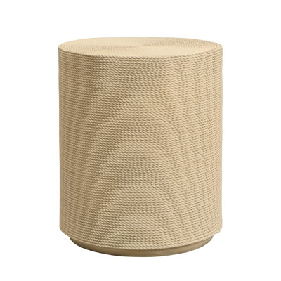 Sienna Boho Coastal MGO Cylindrical Side Table with Simulated Rattan Weave Texture