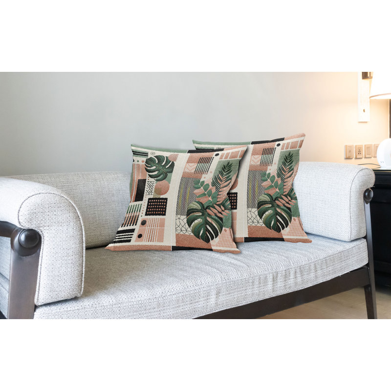 Ensemble de 2 housses de coussin Ambesonne Monstera brun rouille pâle, Carré, H 18 po x l 18 po