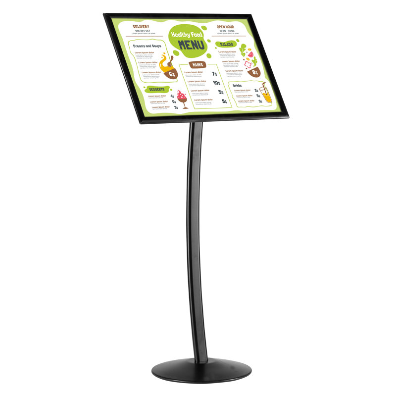 Pedestal Holder Restaurant Menu Board, Black