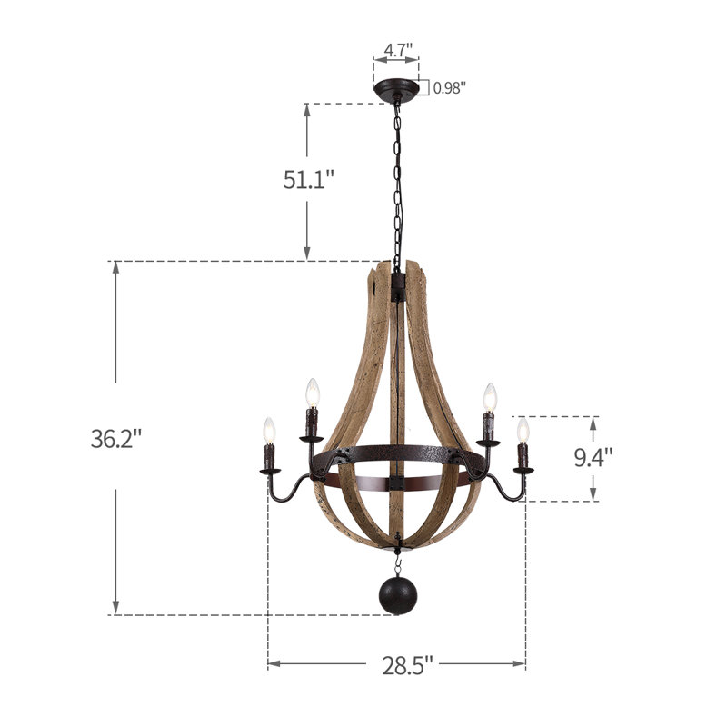 Acker 5 - Light Dimmable Empire Chandelier