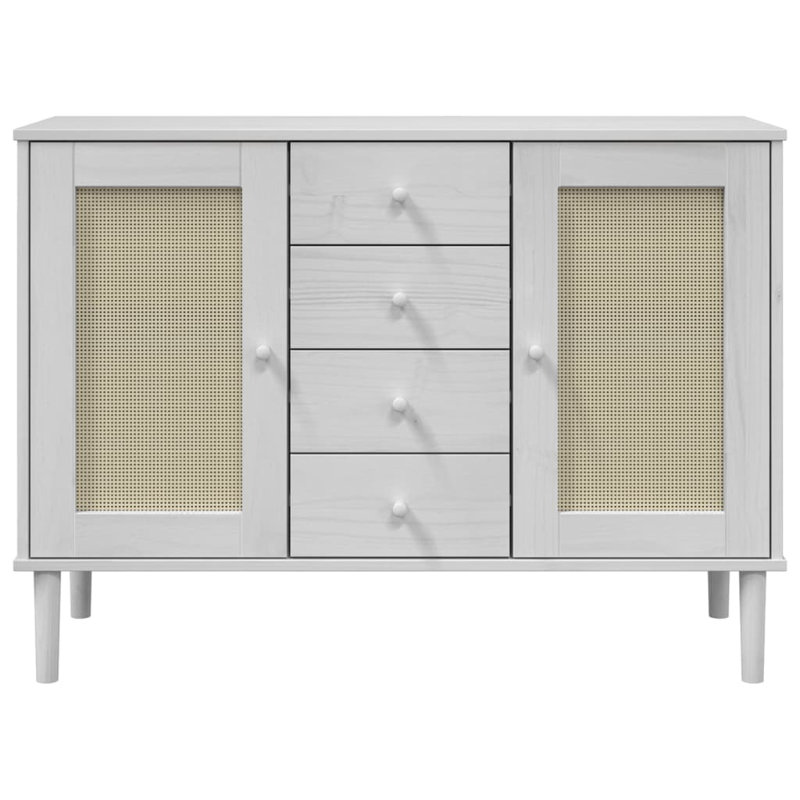 112cm Sideboard Rattan Look,  White