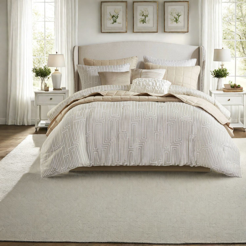 Ensembles de literie de luxe 10 pièces, jacquard de polyester confort moderne pour la maison