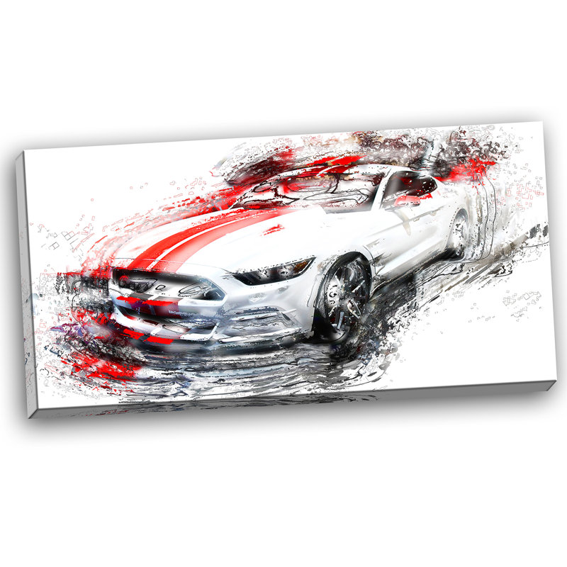 « white & red sports car », impression sur toile tendue