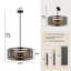 20 Inch Black Chandelier, 5-light Farmhouse Chandelier
