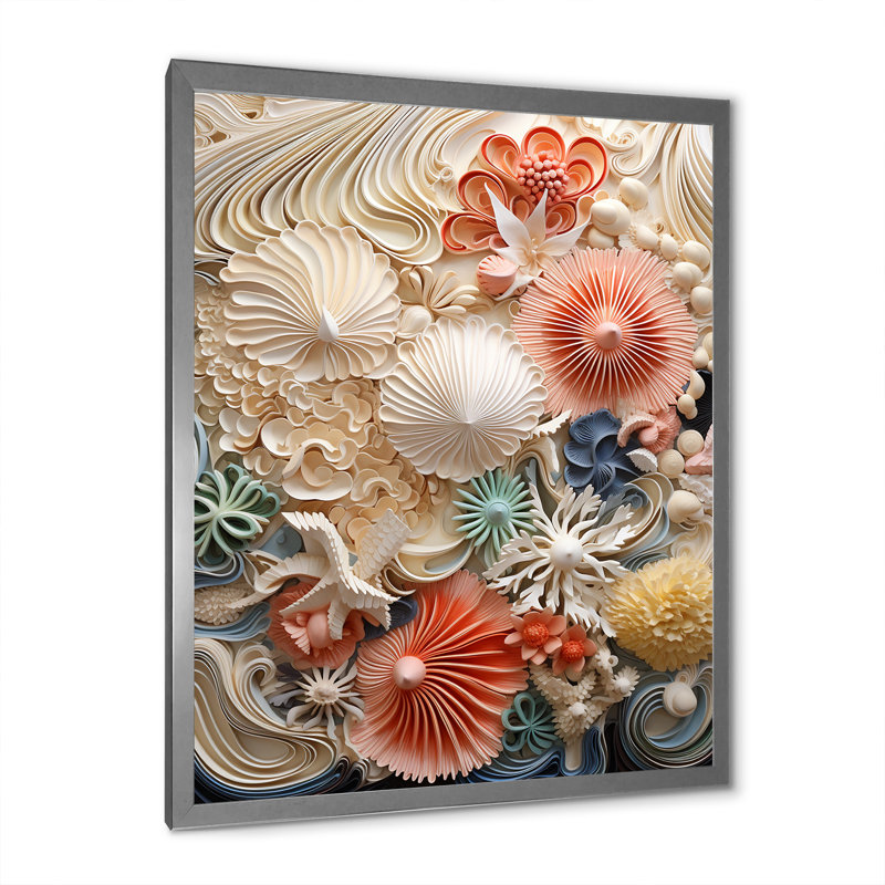 Créatures marines luxuriantes sur toile, Cadre simple argenté, H 20 po x l 12 po x P 1 po