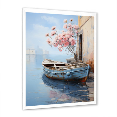 «Pastel Port Boat Blooms I» - art mural bateau côtier