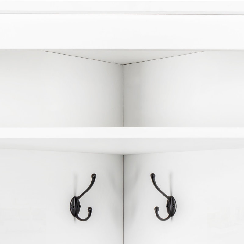 Minimalist Corner Hall Tree With Shoe Bench, Versatile Entryway Organizer With 4 Hooks And Adjustable Shelf, Ideal For Small Spaces