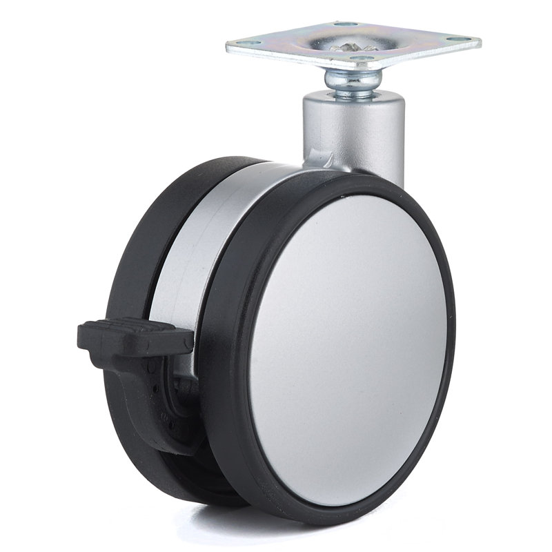 Contemporary Twin Wheel Caster, 3.84" H