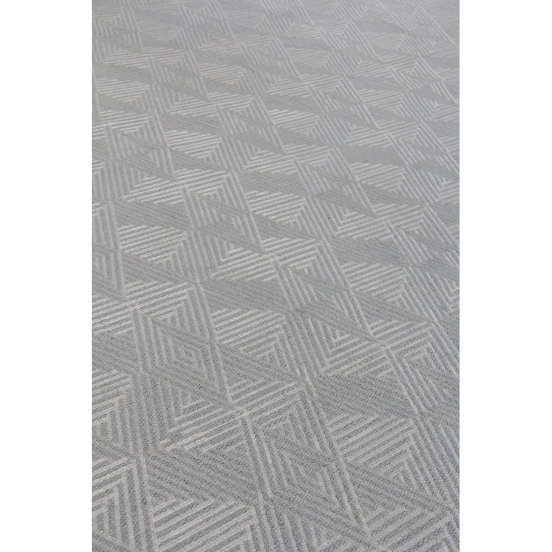 Pavilion Wool Geometric Area Rug in Denim, Rectangle 5' x 8'