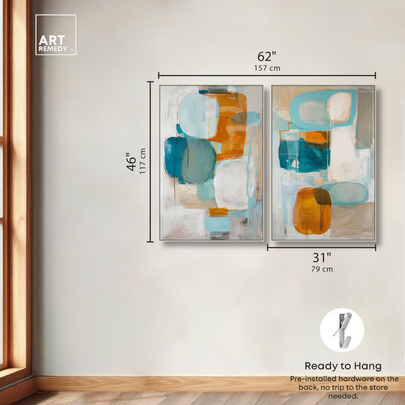 Ensemble de 2 reproductions d'art tendance sur toile "Arctic Fusion" par Art Remedy, H 45 po x l 30 po, Encadrement argenté