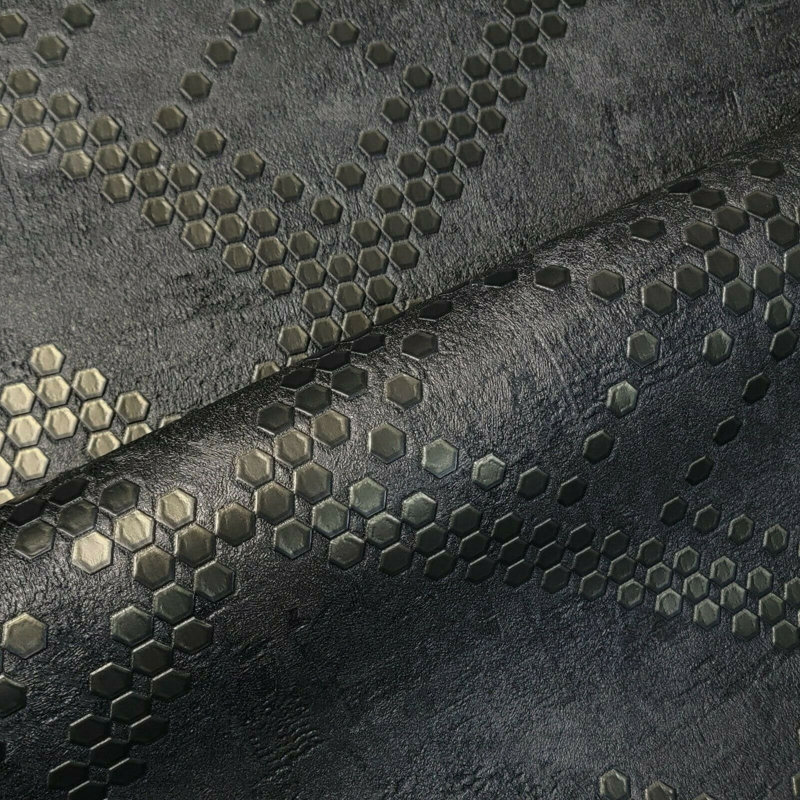 Honeycomb Dots Black Bronze Metallic Square Ornaments Wallpaper Roll