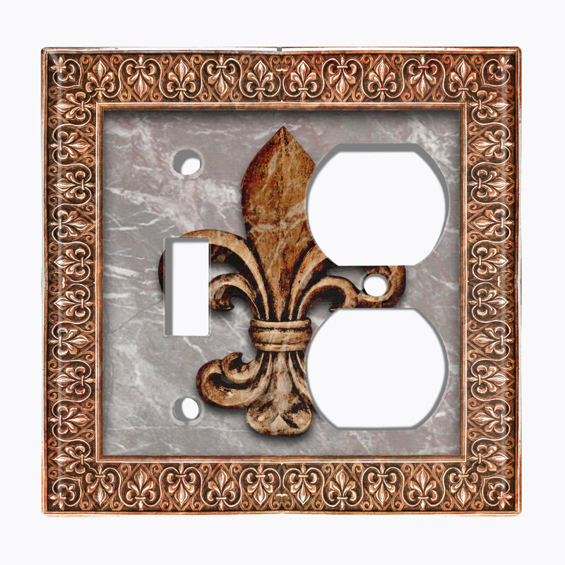 Plaque murale murale à 2 prises Fleur De Lis, Brun pâle