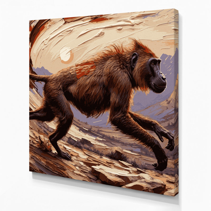 Faune gélifiée sur toile, art mural brun, H 12 po x l 12 po