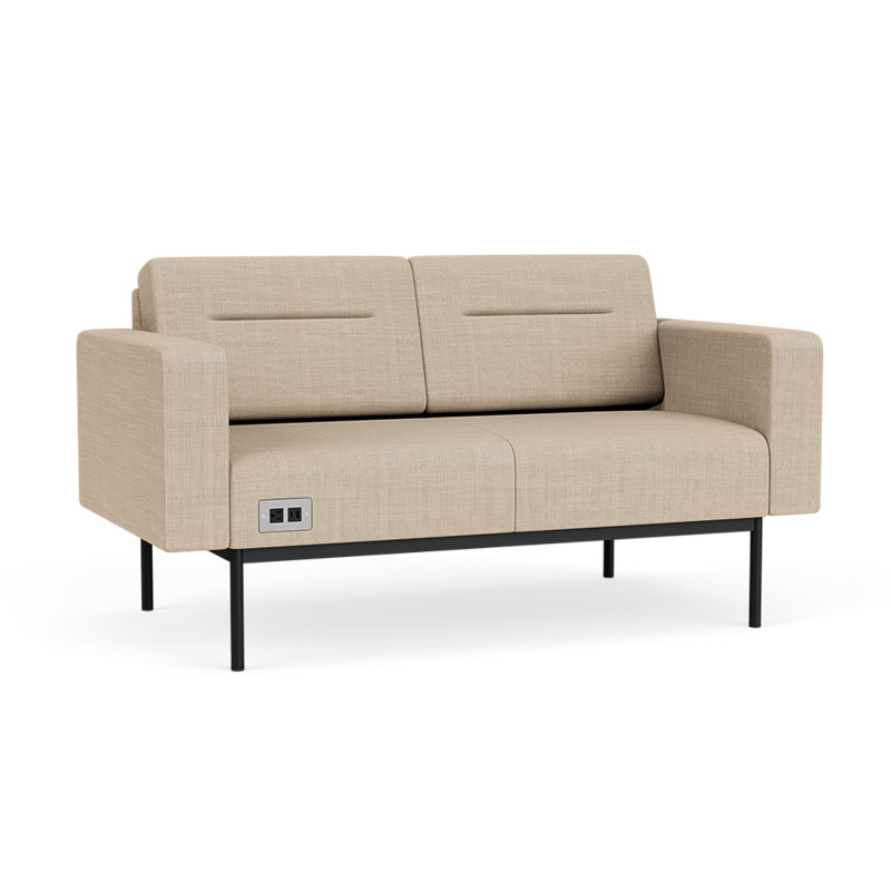 Causeuse de réception Darsey, Avec alimentation, Noir, Chambray calcaire