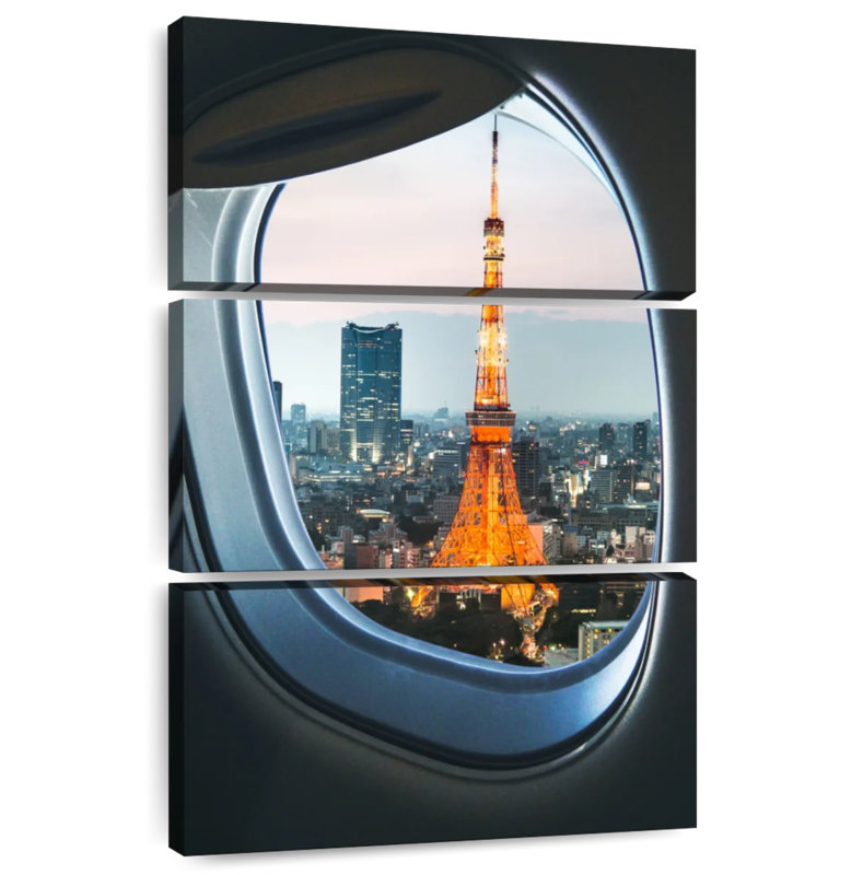 Nicci Tokyo Tower Plane Window View, 65" H x 42" W