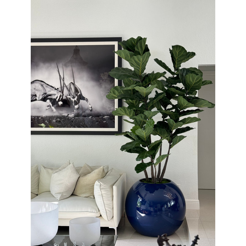 Pot à fleurs 30 "avec globe violon et globe bleu, Glossy Cobalt Blue