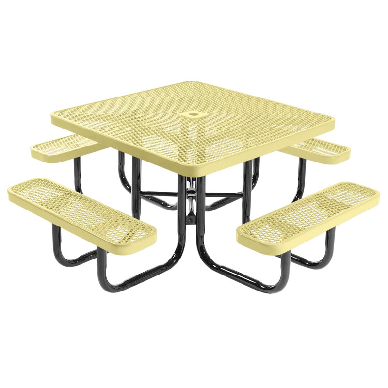 Table de pique-nique carrée de 117 cm (46 po), vert foncé texturé, 46 po, carré, acier déployé, Textured Dark Green