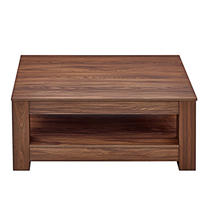 Wood Coffee Table with Shelf, Walnut