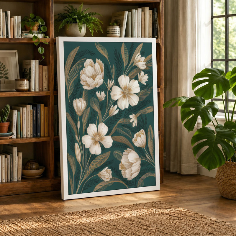 Delicate Botanicals Botanical 1 Piece Wrapped Canvas Wall Art, 18x12 - 45.7 x 30.5 cm, Terracotta Border