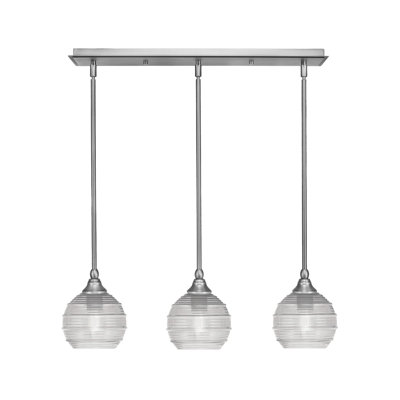 Luminaire suspendu linéaire à 3 lumières 3 lumières avec verre nervuré de 6 po