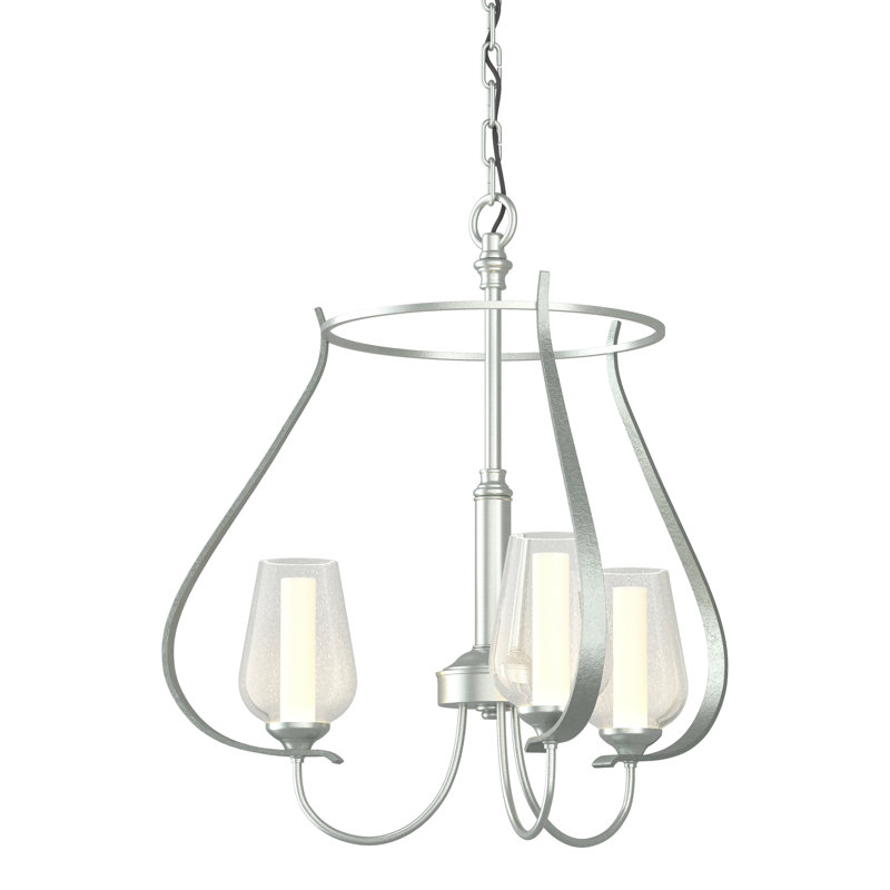 Flora 3 - Light Candle Style Classic / Traditional Chandelier, Vintage Platinum, Opal and Seeded