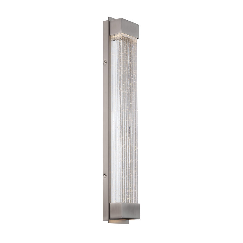 Tower 1 - Light LED Dimmable Aged Brass Flush Mounted Sconce, 20" H x 3" W x 2.5" D, Brushed Nickel