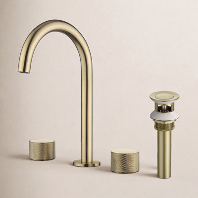Circular X Widespread Faucet with Drain