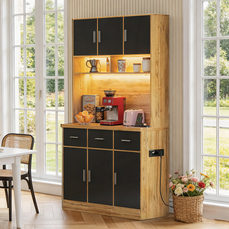 180.5cm Kitchen Pantry, Black Front