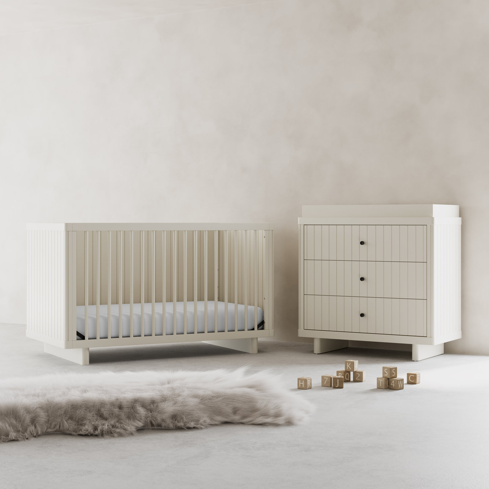 Kyoto Wood 3-Drawer Dresser with Topper, Frosted Oat
