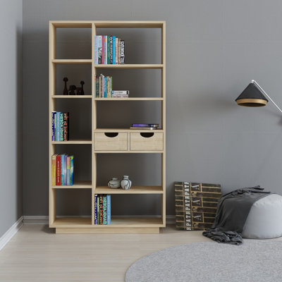 Modern Oak Bookshelf, 31.6 x 74.2 x 9.8 inches | 100% Melamine Coated Particle Board, Thickness: 0.7 inches | Wall-Mountable, Scandinavian Design, Elegant Solid Brown Color | Perfect for Home & Office Organization