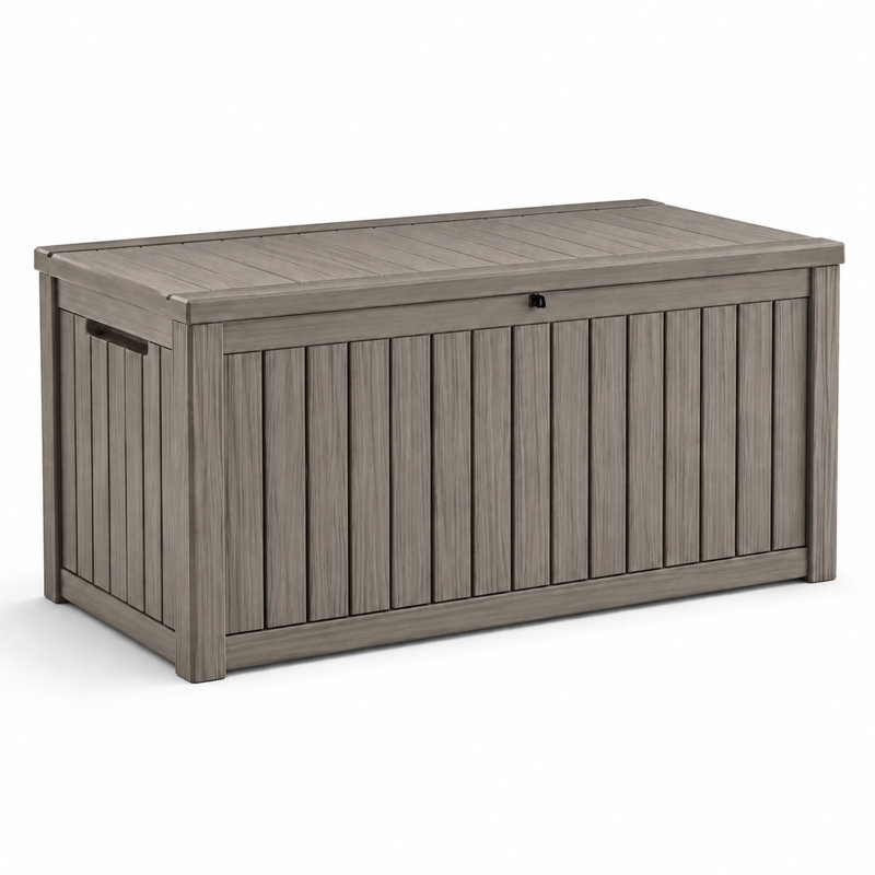 185 Gallon Weather Resistant Resin Deck Box, Gray